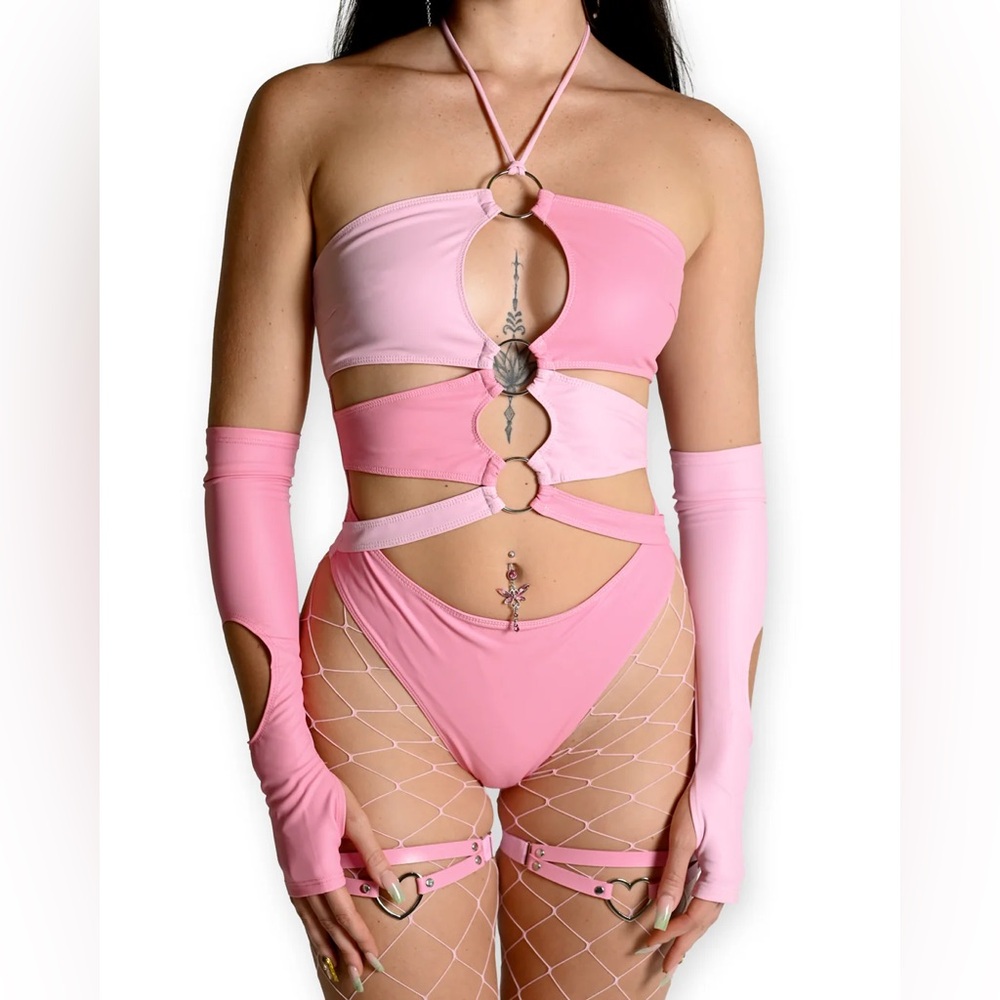 Suspex Pink 3-Ring Cutout Bodysuit